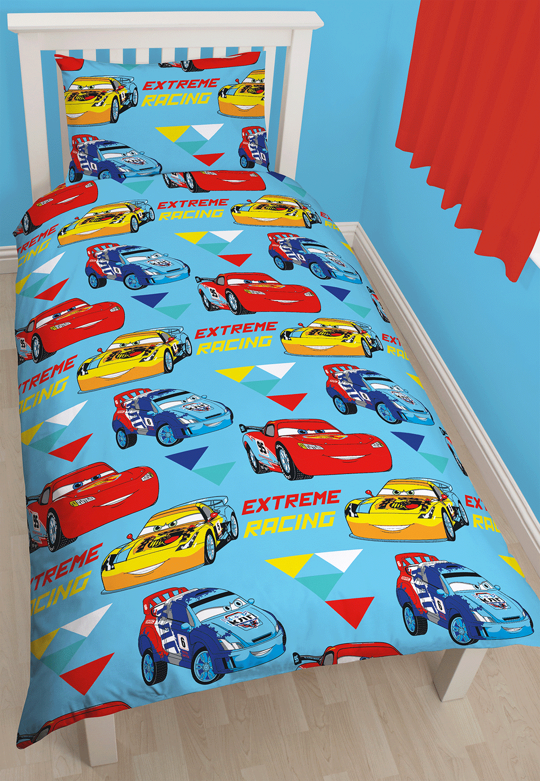 DISNEY CARS CHAMP SINGLE DUVET QUILT COVER REVERSIBLE KIDS BOYS BEDDING