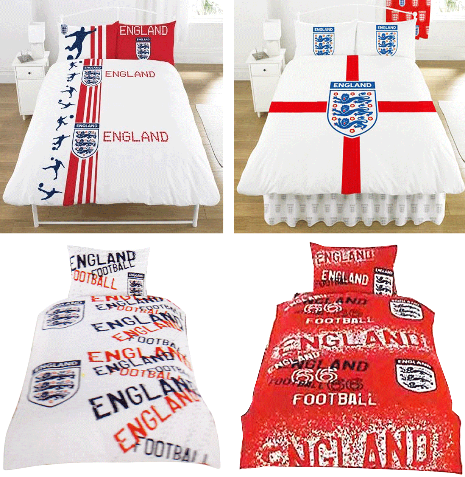 OFFICIAL ENGLAND FOOTBALL TEAM DOUBLE DUVET QUILT COVER PILLOWCASES