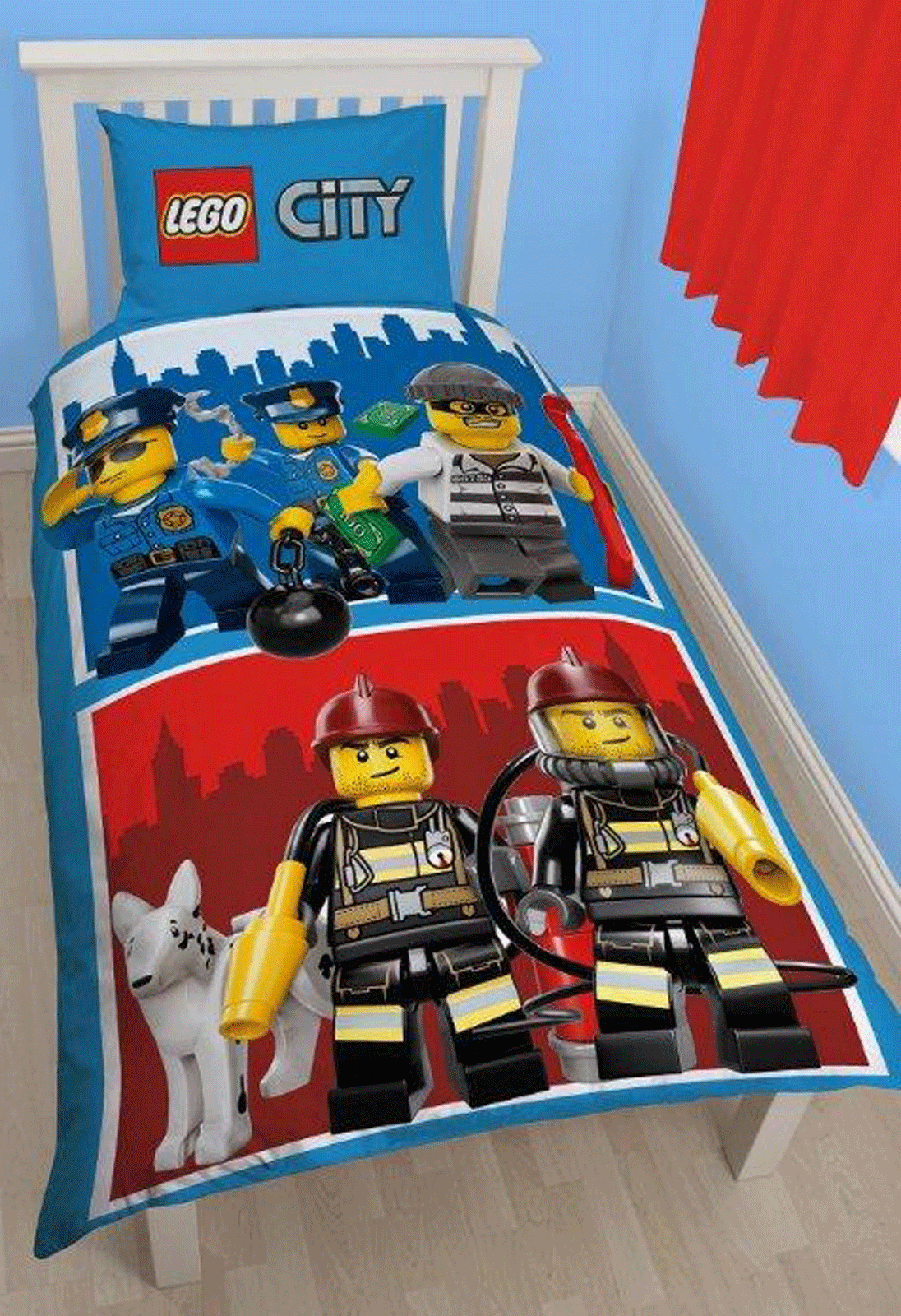 LEGO CITY HEROES SINGLE PANEL DUVET REVERSIBLE KIDS QUILT COVER BEDDING