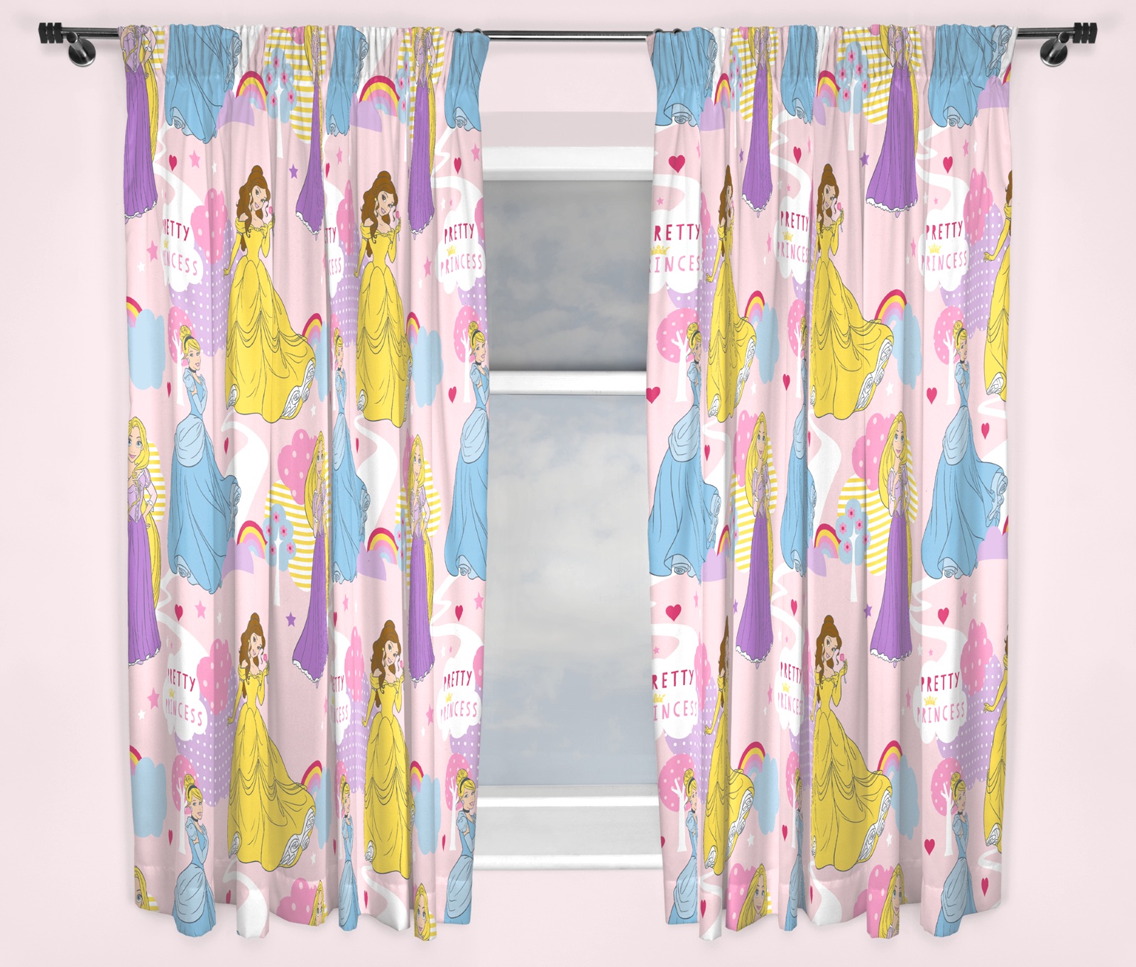 DISNEY PRINCESS ENCHANTING CURTAINS 66" x 72" READY MADE GIRLS BEDROOM