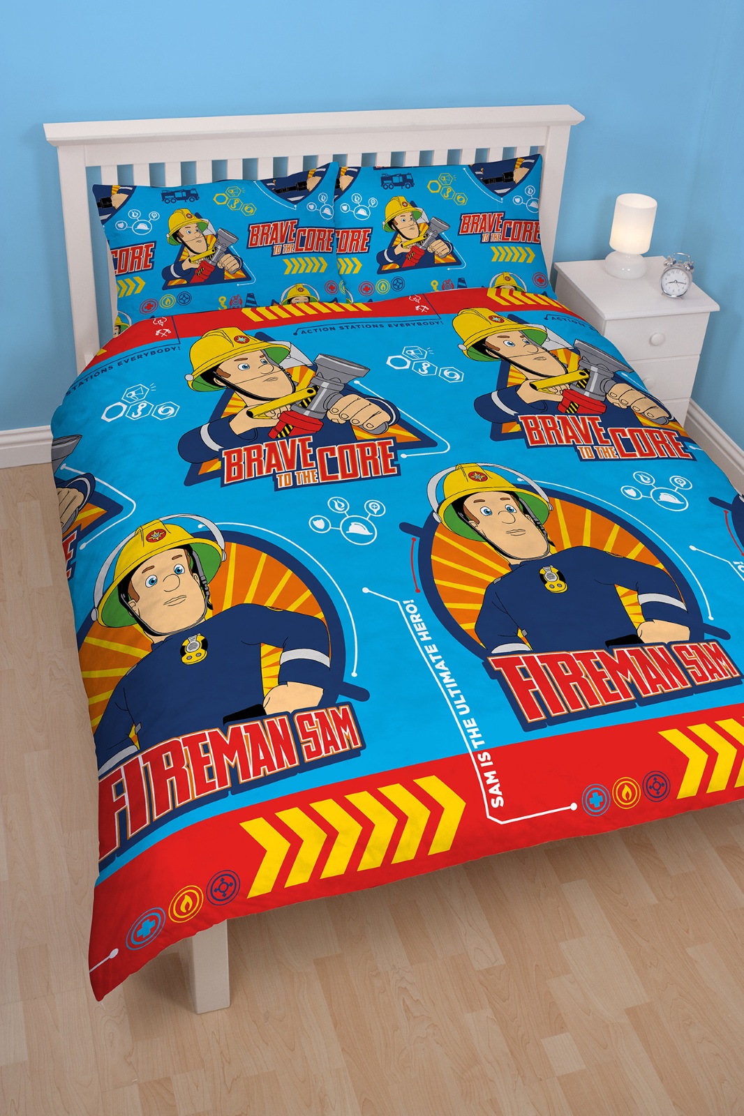 FIREMAN SAM BRAVE DOUBLE DUVET QUILT COVER & PILLOW CASE KIDS BEDDING