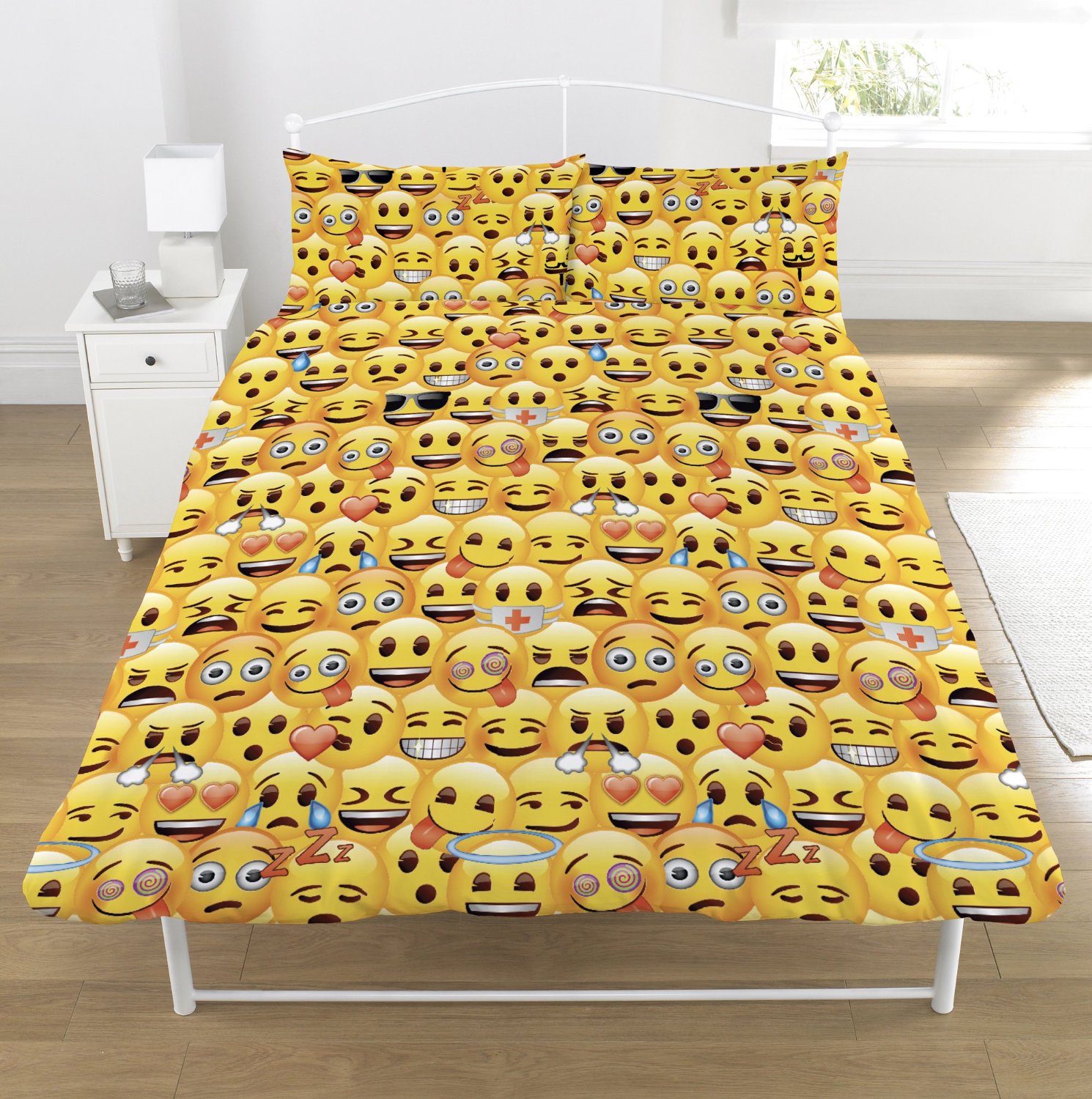 NEW EMOJI DOUBLE DUVET QUILT COVER BEDROOM SET BOYS GIRLS KIDS BEDROOM