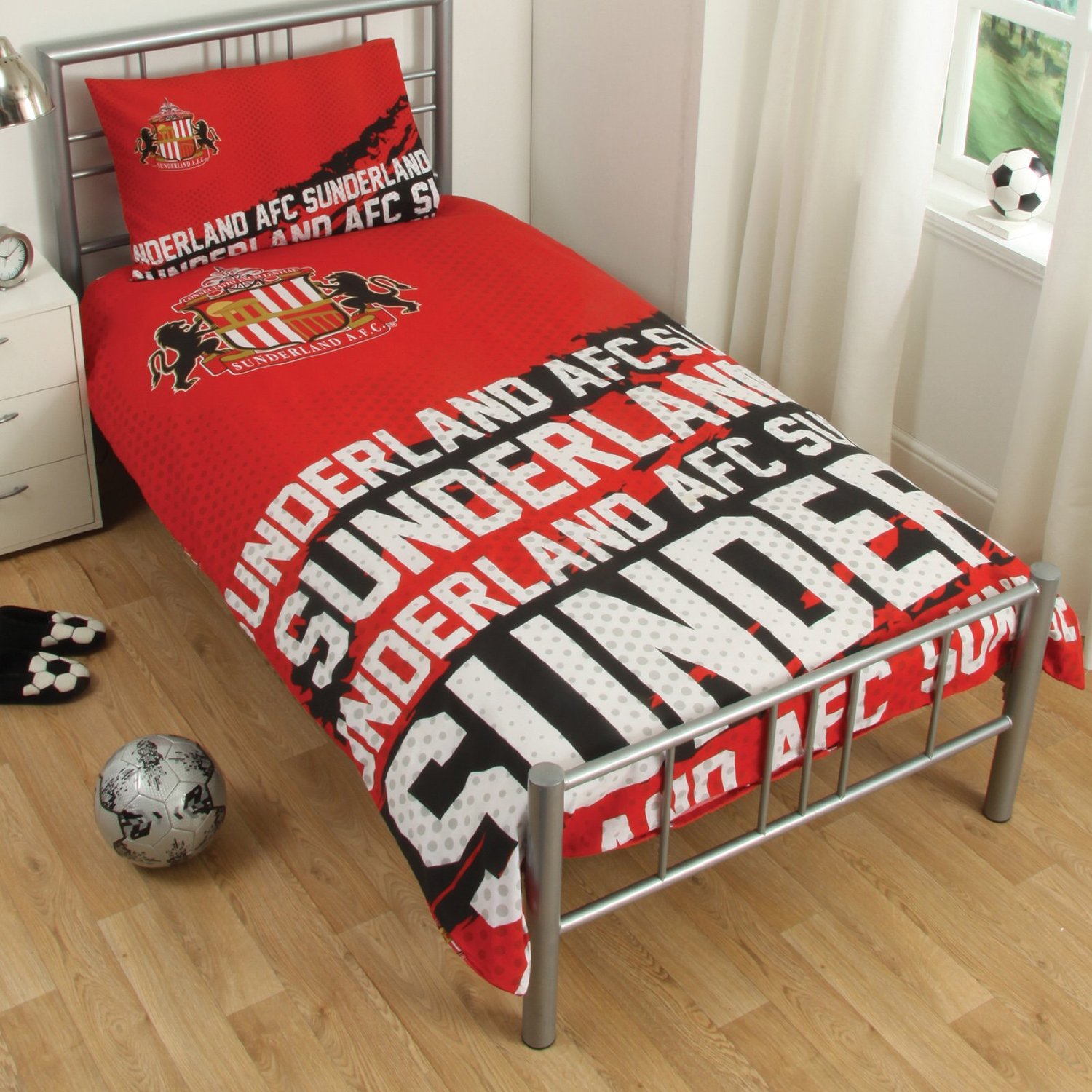 NEW SUNDERLAND FOOTBALL CLUB 'IMPACT' SINGLE DUVET QUILT COVER SET BOYS