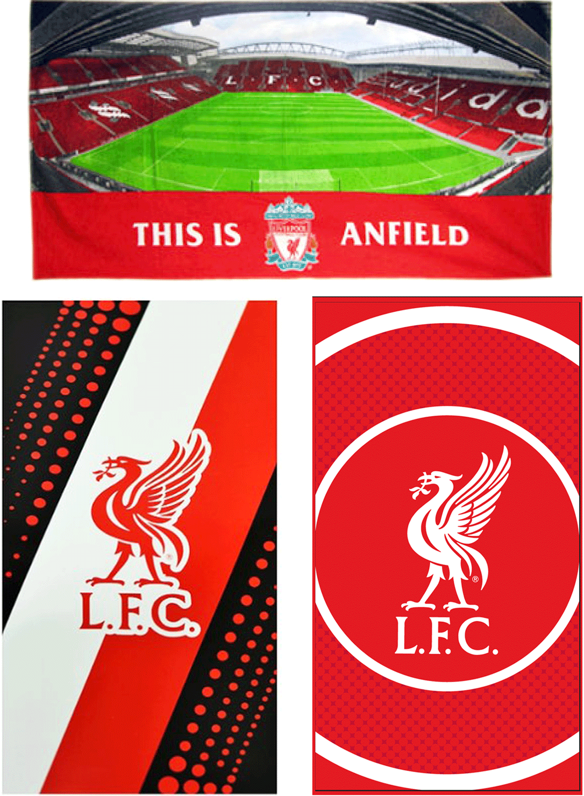 LIVERPOOL FC FOOTBALL CLUB BEACH BATH TOWEL COTTON STRIPE CREST ...